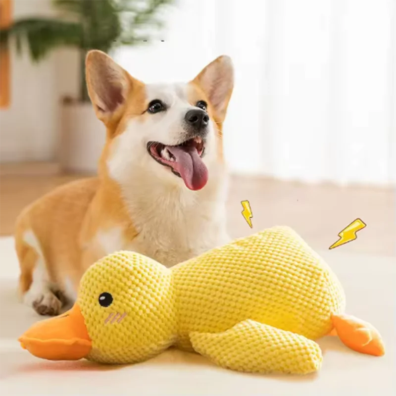 Cute Dog Toy Stomping Duck Bite Resistant Grinding Teeth Cleaning Large Dog Interactive Entertainment Puppy Boredom Plush Toy